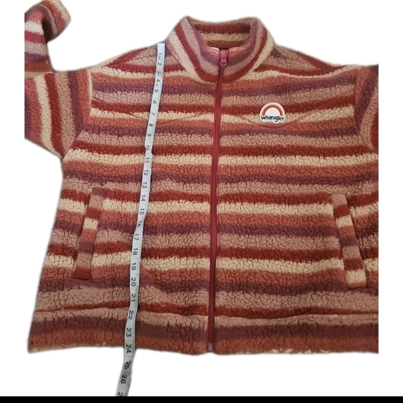 Wrangler Womens Retro Striped Sherpa Jacket in Red Gradient L - Picture 13 of 16